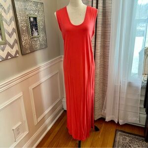 J. Crew Sleeveless Coral Maxi Dress w Side Slits